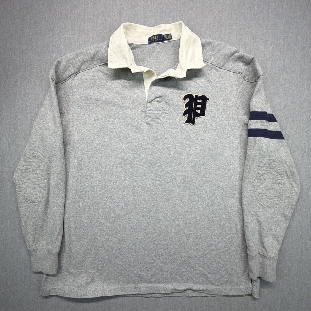 Polo Ralph Lauren Rugby Shirt 2XL Tall Letterman Varsity Padded Shoulders Elbows